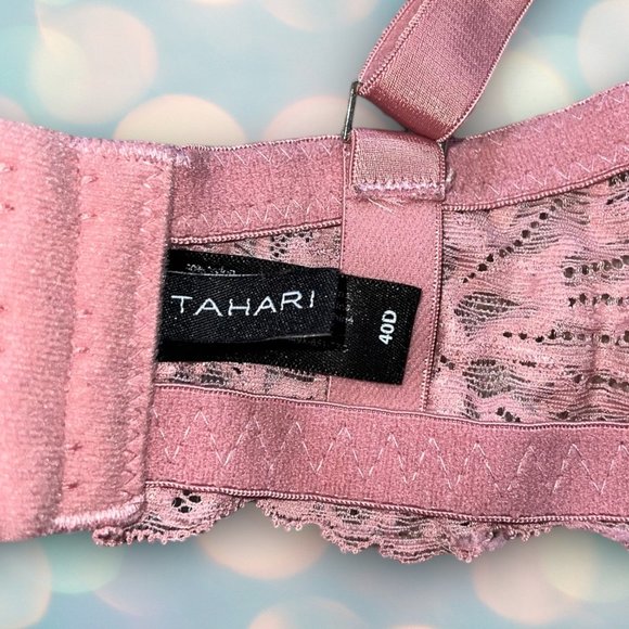Tahari Women’s Plus Size Pink Sexy Lace Full Coverage Bra Size 40D - Picture 3 of 3